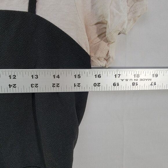 Design Lab White Crop Short Sleeve Top W/ Black Panelled Strappy Size Medium - Picture 9 of 9